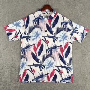 Eagle Six Gear Golf Polo Shirt Mens XL Midnight Aloha AR15 Tropical Floral Palms